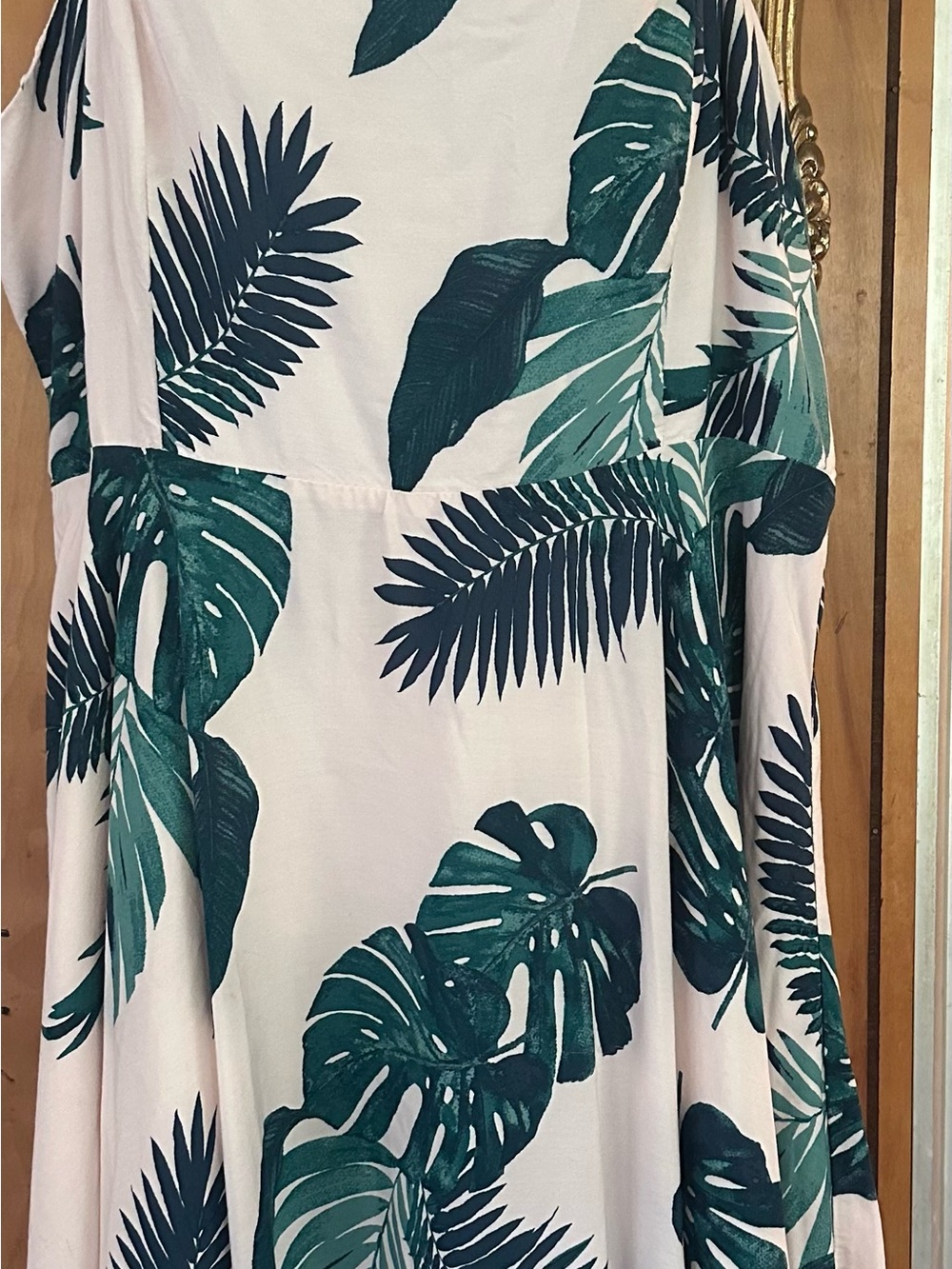 Old Navy Tropical Leaf Print Maxi Dress - Teal on White XL-Tall